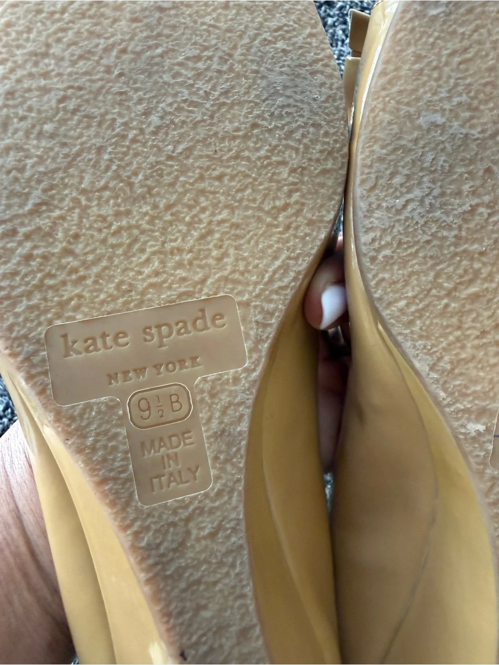 kate spade Patent Leather Ballet Flats in Tan/Mustard